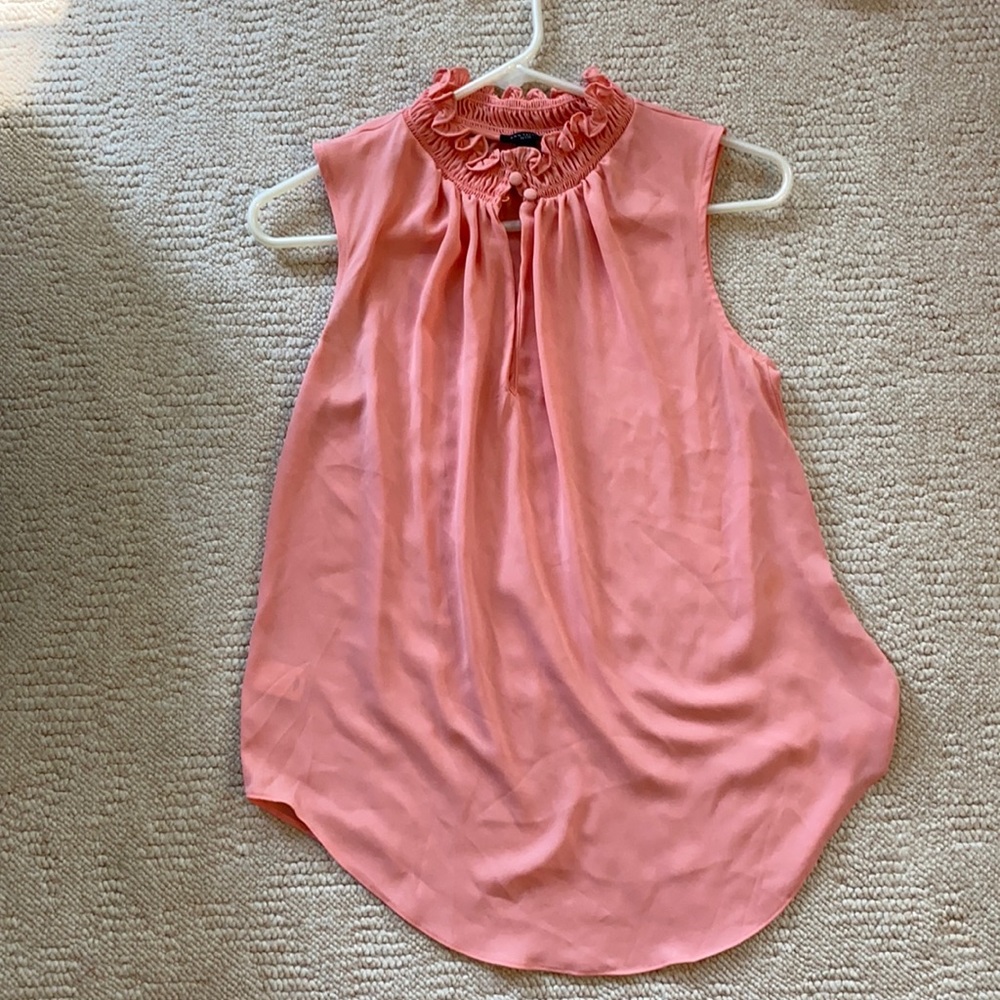 Pink ruffle blouse Ann Taylor